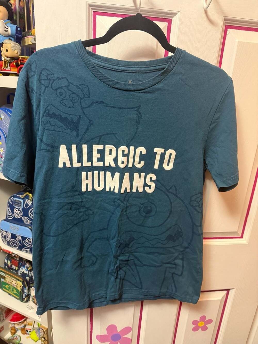 Disney Pixar Monsters Inc Allergic To Humans T-Shirt Size M Blue